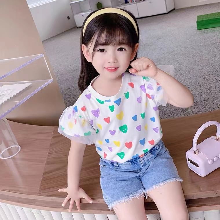 Áo Thun Ngắn Tay Phối Lưới Phong Cách Nhật Hàn Thời Trang Mùa Hè Hàng Mới