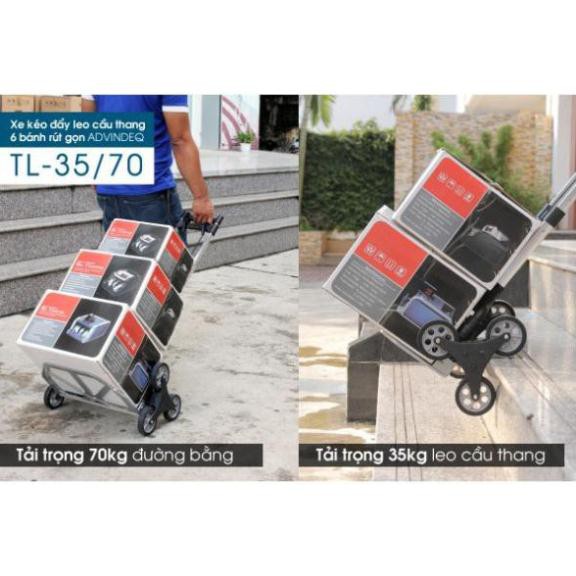 [BH 12 THÁNG] Xe đẩy hàng gấp gọn leo cầu thang 6 bánh ADVINDEQ TL-35/70, xe kéo hàng gấp gọn gia đình đa năng giá rẻ