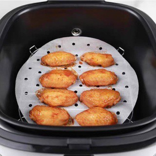 Giấy Nến Tròn Đục Lỗ 21.5cm - Loại 100 Tờ  Lót Nồi Chiên Không Dầu Giấy Nến Nướng Hấp Bánh