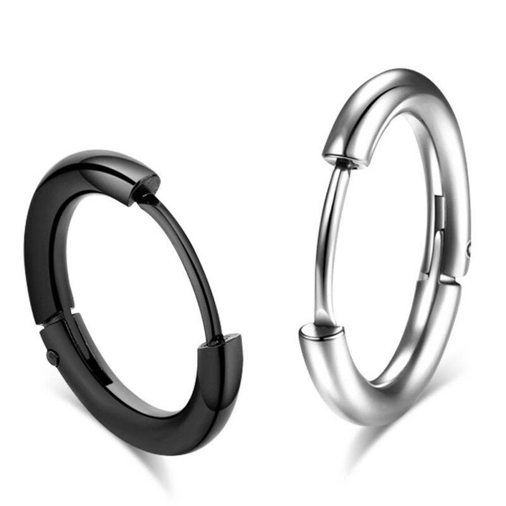 Khuyên tai tròn mini bằng thép titan phong cách punk đơn giản cho nam và nữ