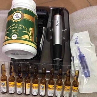 COMBO cấy tảo máy 1 drpen bạc, 1 tảo cốm,1 vỉ vtm C Hàn Quốc, 2 kim nano