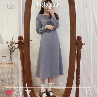 (SẴN TÍM NHẠT S) Váy vintage thắt eo dáng dài