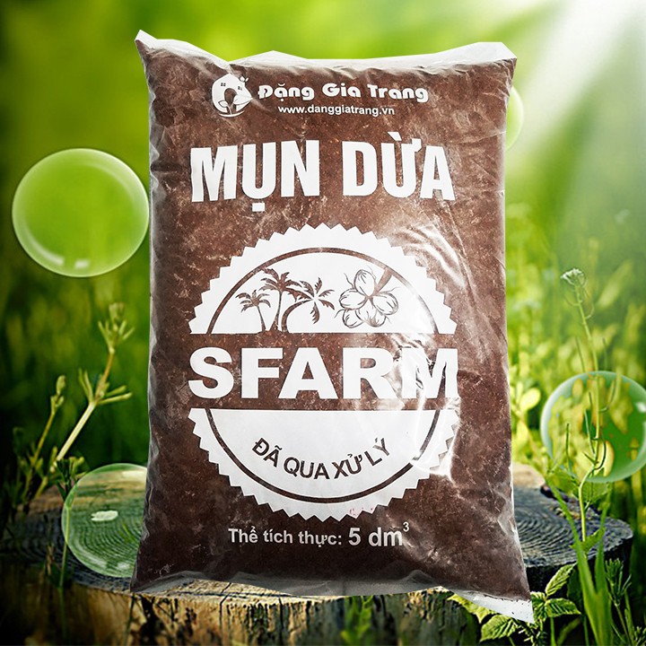 Xơ dừa trồng cây, trồng lan đã qua xử lí - Mụn xơ dừa đã qua xử lí, mùn xơ dừa giá thể trồng cây SFRAM 5dm3