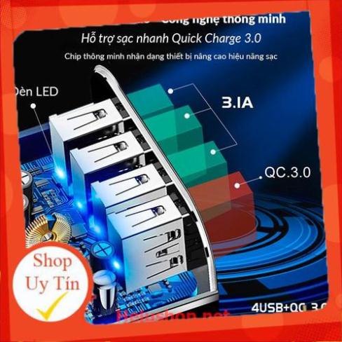 Củ Sạc QC 3.0 Tích Hợp Chip Thông Minh An Toàn, 4 cổng USB Sạc Cùng Lúc 4 Thiết Bị [ Giao Nhanh ]