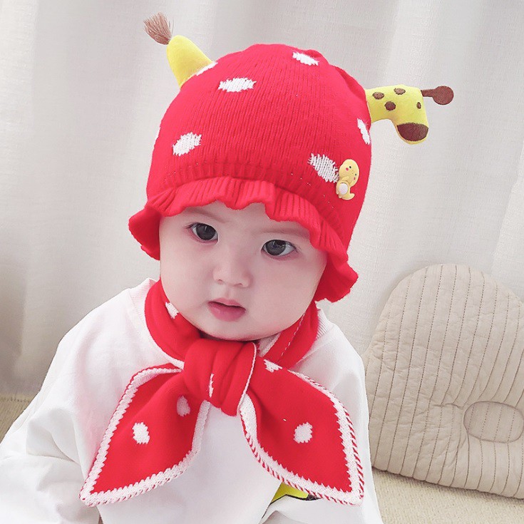 Set mũ khăn len hươu vàng cho bé ( 0-1 tuổi)