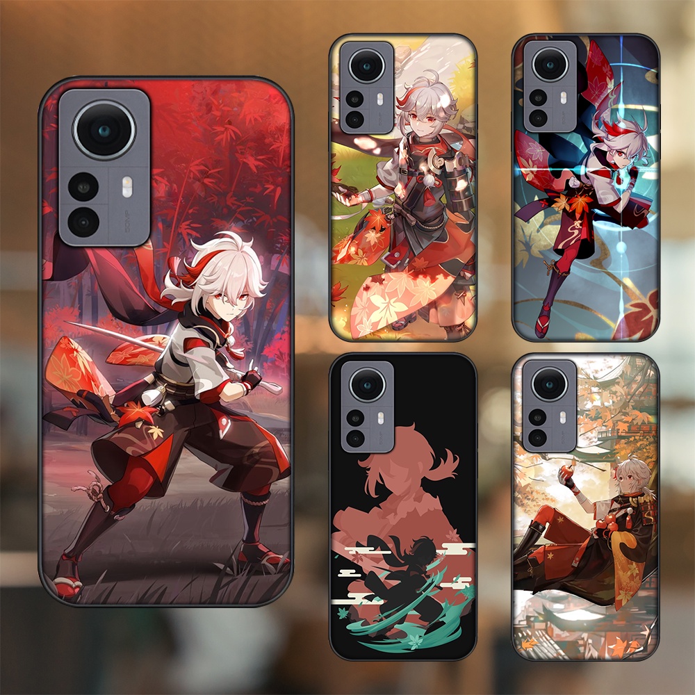 Ốp lưng Xiaomi 12 viền đen in hình Kazuha Genshin Impact