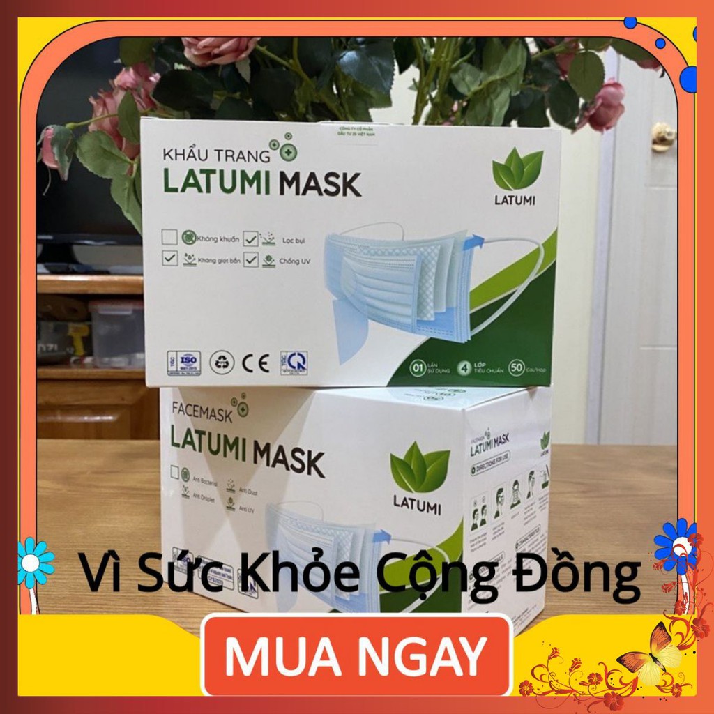 [COMBO 2 HỘP] Khẩu Trang Y Tế 4 Lớp Lọc Khuẩn 99% Cao Cấp LATUMI Phòng Chống Vi Khuẩn Qua Đường Hô Hấp pikachu.shop01 H1