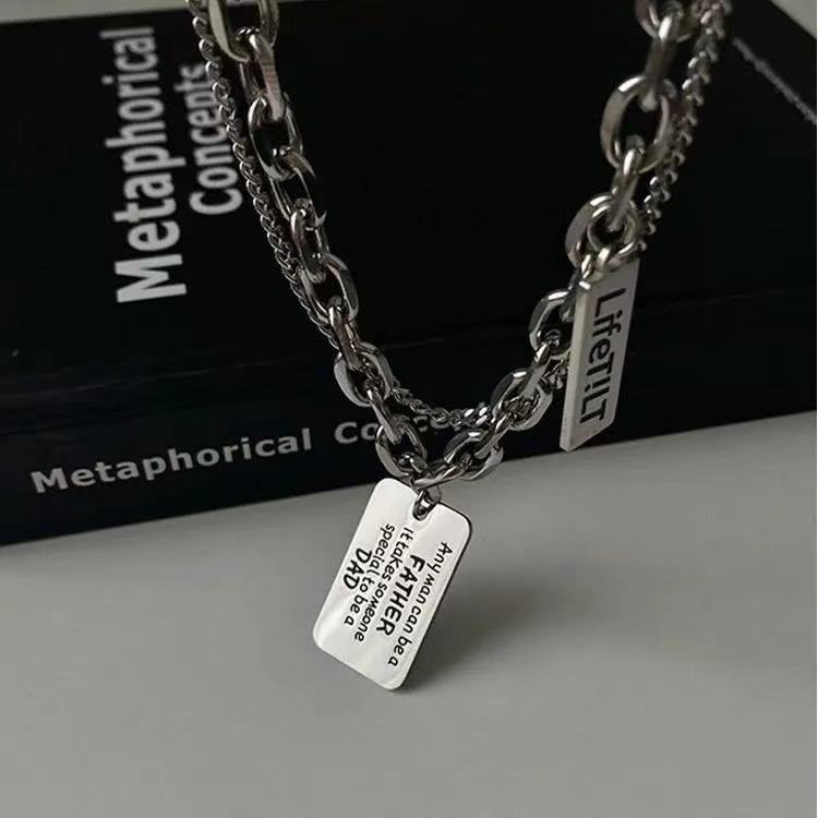  Punk hip-hop medal letter pendant titanium steel female clavicle necklace