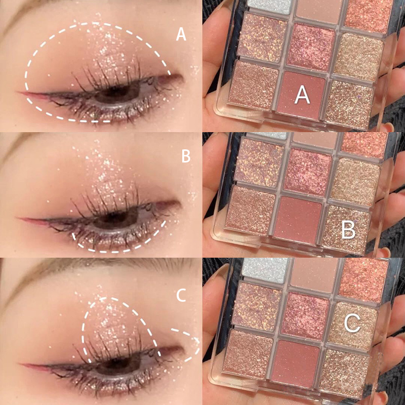 [Hàng mới về] Bảng phấn trang điểm mắt kim tuyến/ ánh kim lấp lánh 9 màu