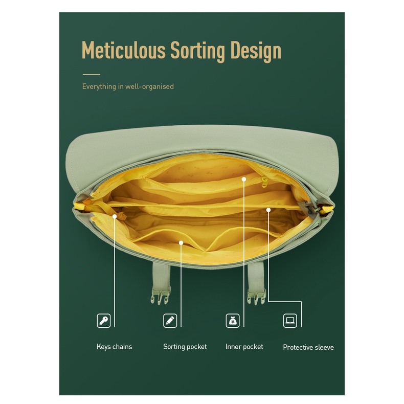 MAH OLI Ba lô máy tính xách tay dành cho nữ thiết kế nguyên bản màu xanh lá cây xương rồng