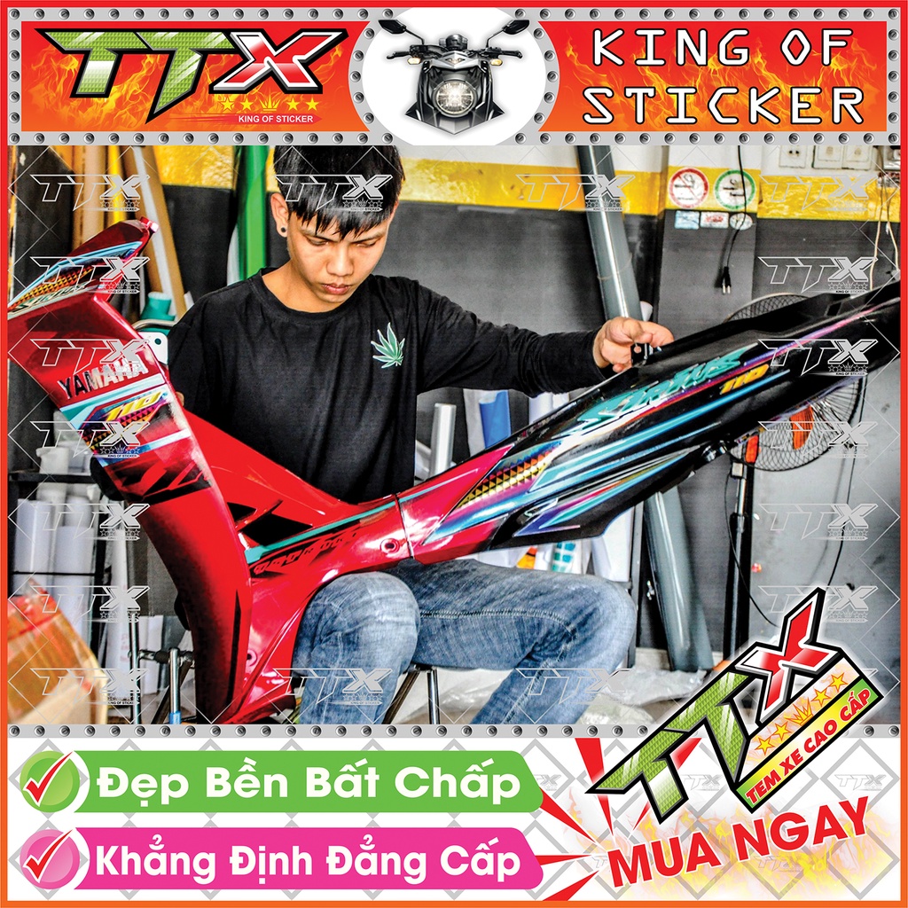 Tem Xe Sirius Đỏ Đen Tam Giác Titan - Tem Sirius 110 Đen Đỏ Siêu Đẹp - Mẫu Team Sirius Đỏ Đen (s010-