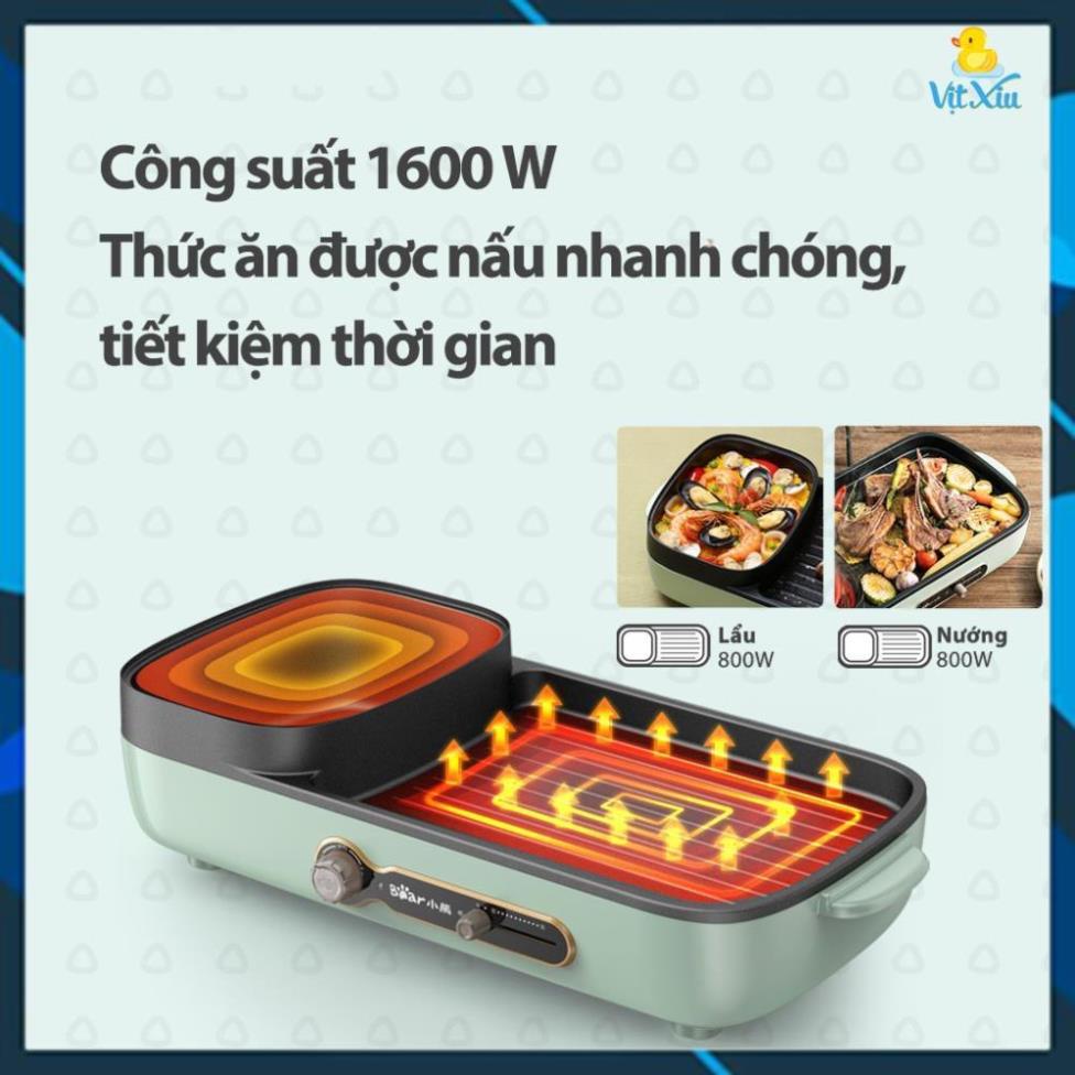 Bếp Lẩu Nướng Điện 2 Ngăn Đa Năng 2in1 Bear DKL-C15G1 3L - BH 18 Tháng- Lỗi 1 đổi 1 trong 30 ngày