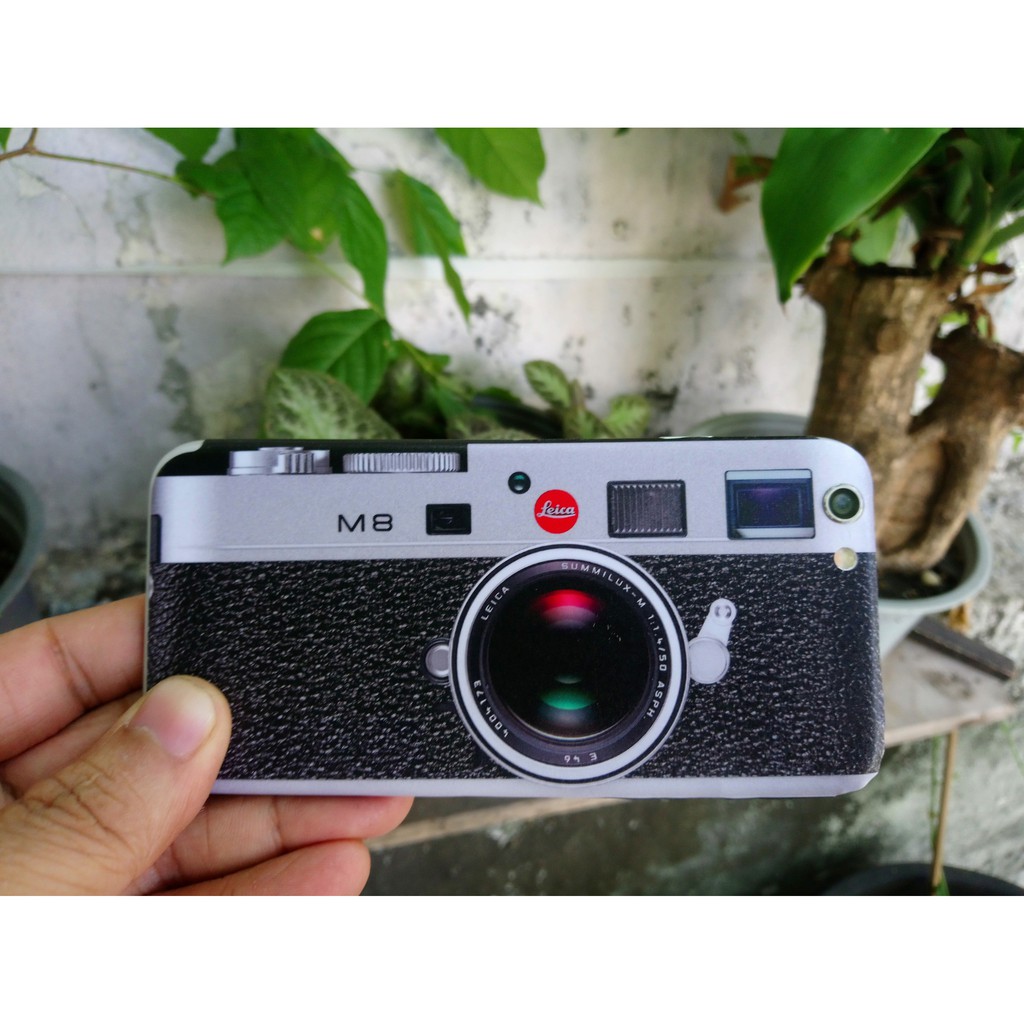 Decal dán nắp lưng iphone 6,7,8,X,11 kiểu dáng hình máy ảnh Leica M8 siêu đẹp