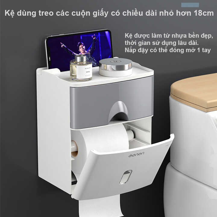 Hộp đựng giấy vệ sinh MENEN 2 ngăn cao cấp treo tường HD00013