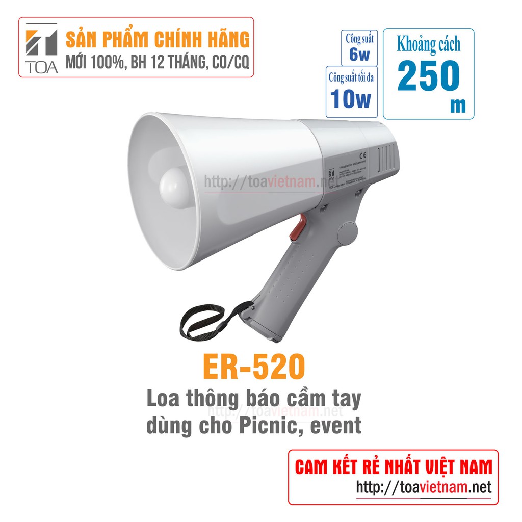 Loa cầm tay, loa phóng cầm tay 10W: TOA ER-520