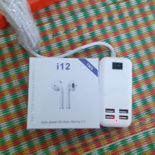 Combo tai nghe blutooth i12+ ổ cắm USB 15W