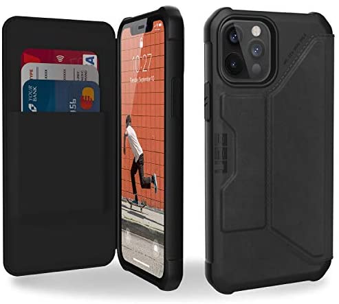 Uag Bao Da Điện Thoại Sợi carbon Màu Đen Nắp Lật Mặt Nhám Kiêm Giá Đỡ Cho iPhone 13 12 11Pro MAX XS MAX XR