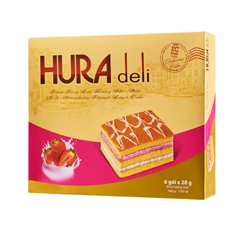 Bánh Bông Lan Hura Deli Hương Sữa Dâu 336GR 5.0