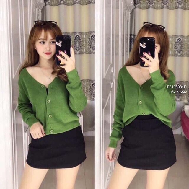 Áo khoác len cổ tim cài nút tay dài hàng nhập!