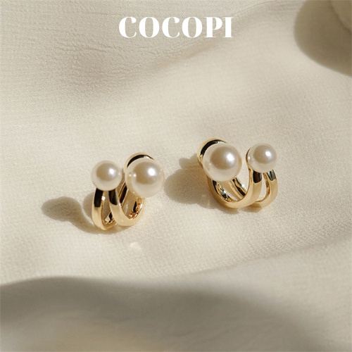 Bông Tai, Khuyên Tai hình xoắn đính ngọc trai nhân tạo COCOPI Accessories - BT059