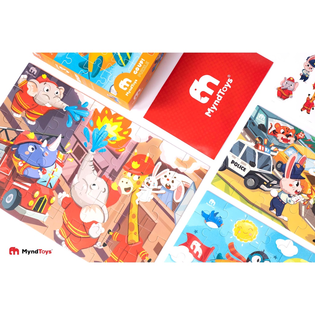 Bộ Xếp Hình Puzzle Gồm 3 Tranh 24 - 30 - 40 Mảnh Ghép Cho Bé 3 Tuổi - Go up Puzzle Zoomania MyndToys