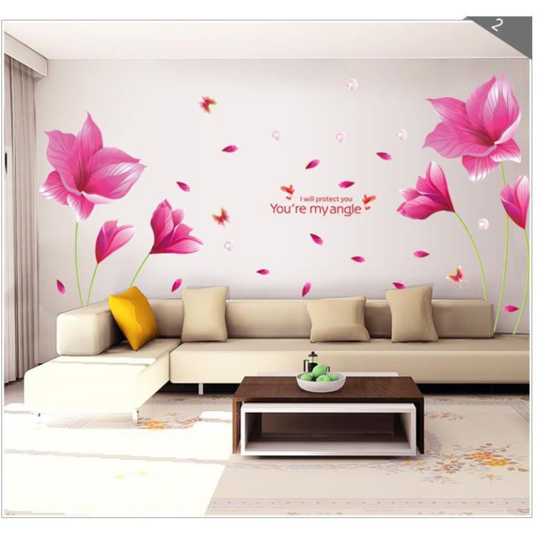 [XẢ HÀNG] Miếng dán tường hình Hoa cánh bướm hồng - decal trang trí nhà cửa đẹp [FREESHIP 50k] [thanh lý xả hàng]