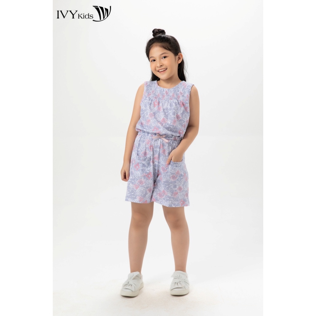 [NHẬP WABRTL5 GIẢM 10% TỐI ĐA 50K ĐH 250K ]Jumpsuit bé gái họa tiết IVY moda MS 18G1321