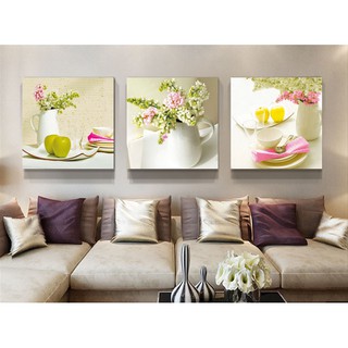 Bộ 3 tranh canvas treo tường trang trí bàn ăn TTC20- 40 x 40 cm x 3 tranh