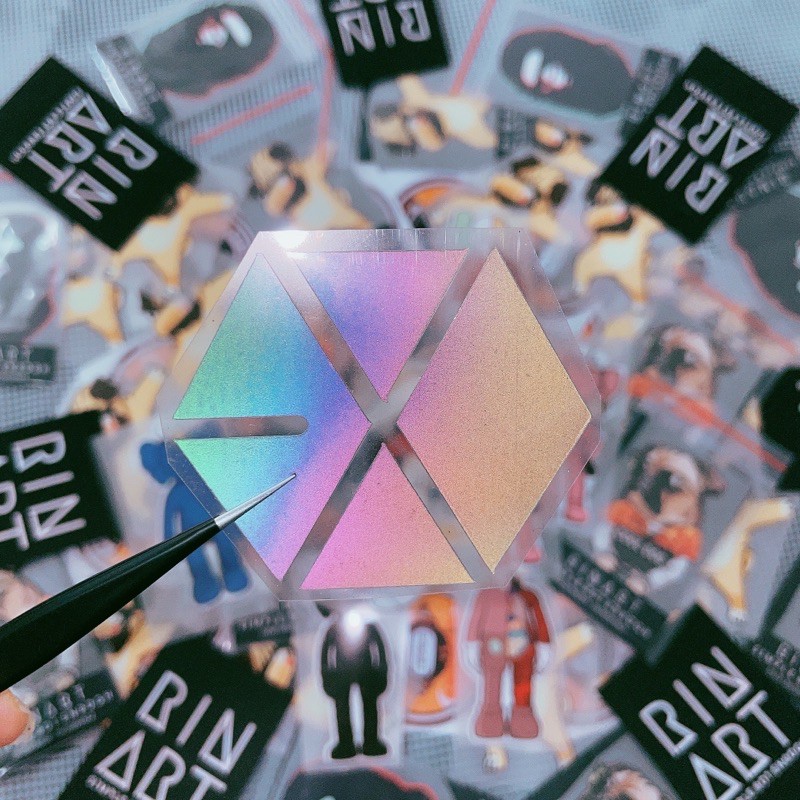 Decal Logo Sticker Patch in áo ủi trực tiếp lên vải hình EXO Phản quang 7 màu