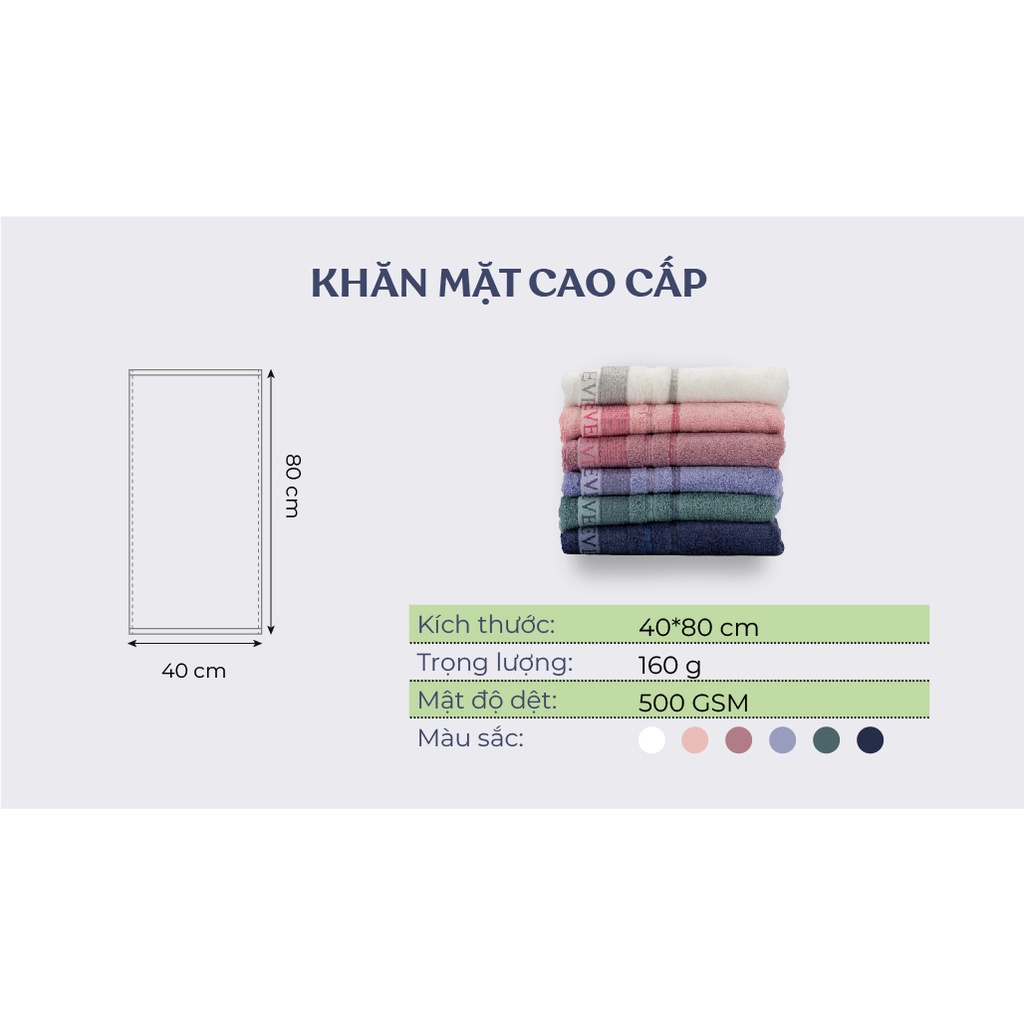 Khăn sợi tre 100% Bambo Everon siêu mềm mịn, kháng khuẩn an toàn với làn da (Kích thước 40x80cm)