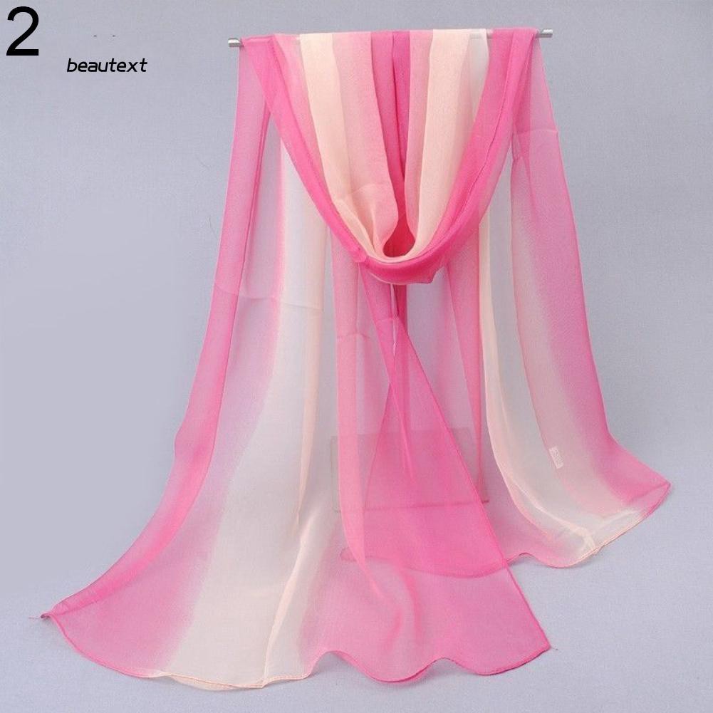 Khăn voan dáng dài phối màu thời trang đi biển cho nữ