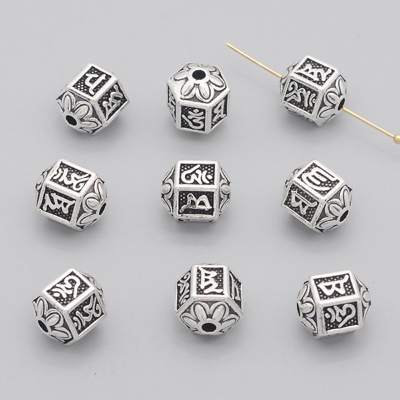 [GIÁ SỈ]Charm bạc khắc chú Om Mani Padme Hum - Hàng bạc cao cấp loại 1 siêu đẹp PH803