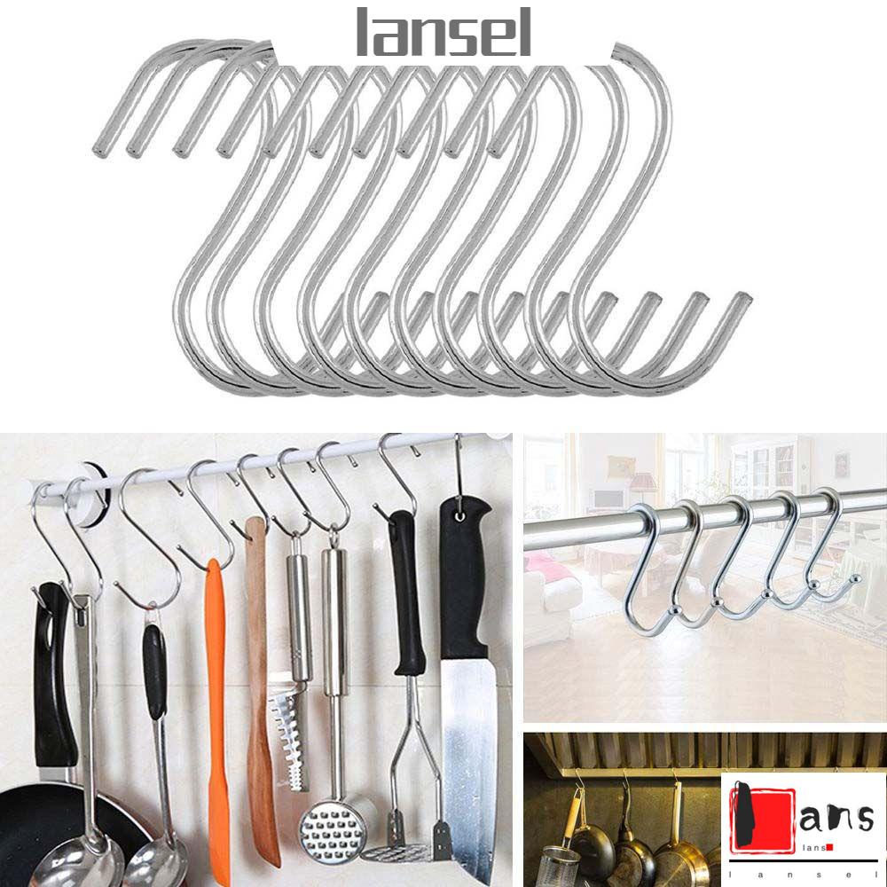 Set 5/ 10/ 20 móc treo hình chữ S bằng thép không gỉ tiện dụng cho nhà bếp/ phòng tắm