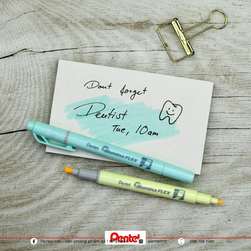 Bút Dạ Quang 2 Đầu Pentel Màu Pastel SLW11P Pentel Pastel Highlighter