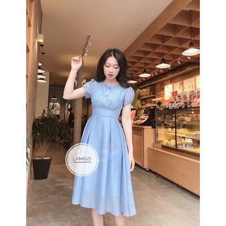 váy tơ xước cúc bọc kèm ảnh thật