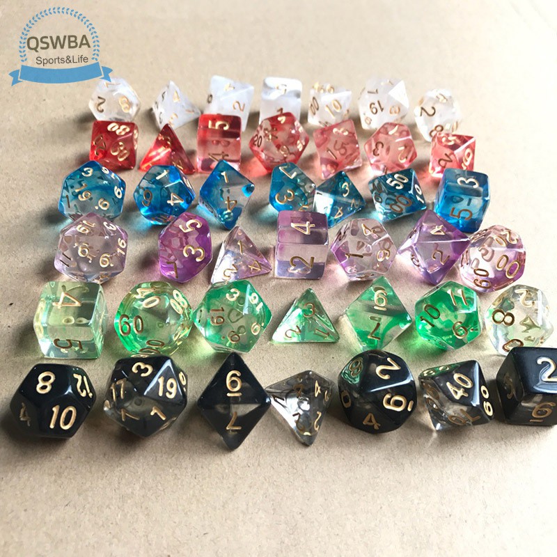 Set 7 Viên Xí Ngầu Đa Diện Nhiều Màu Sắc