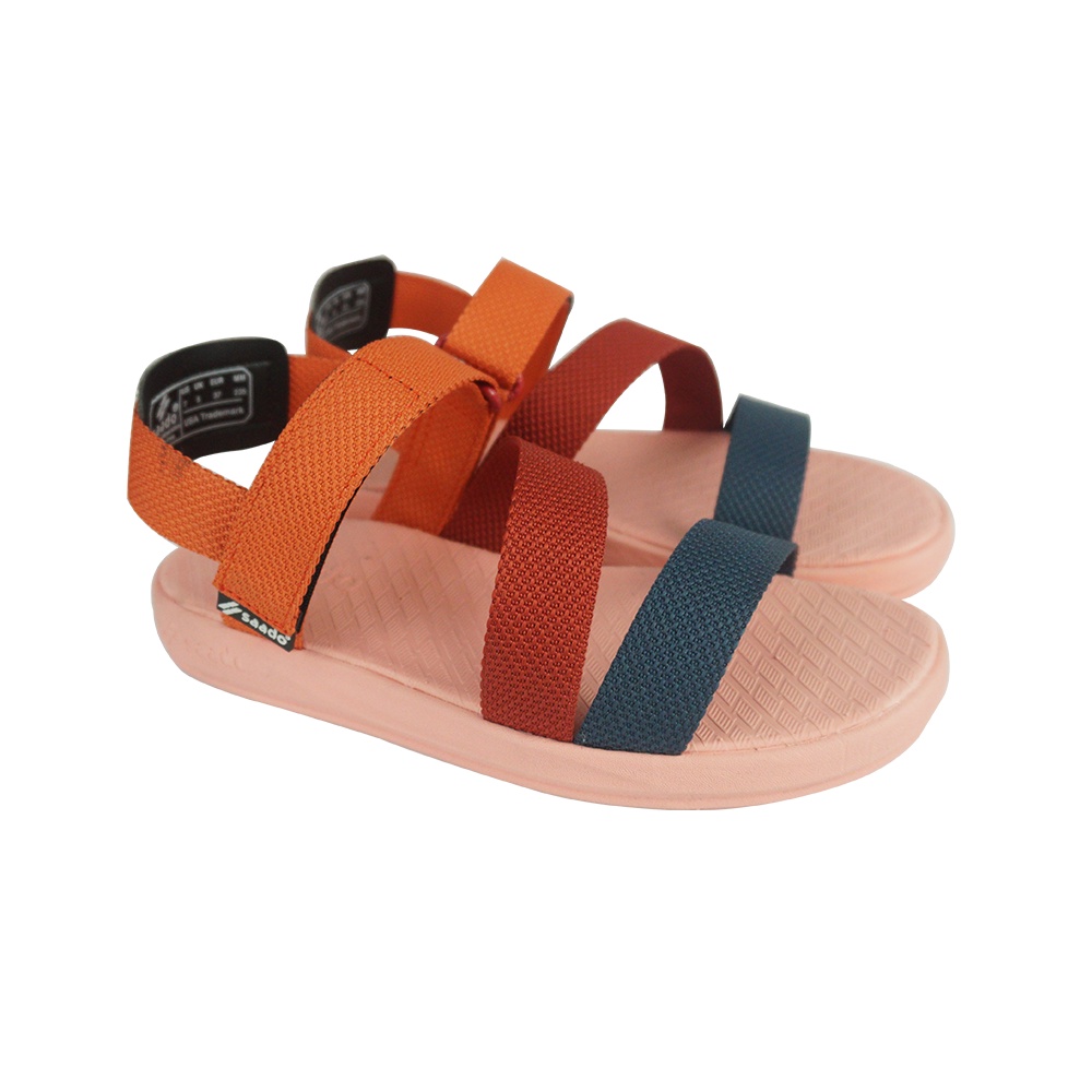 Sandal Saado nữ chính hãng quai chéo SE01 màu hồng, Dép quai hậu đế bằng thương hiệu Mỹ siêu nhẹ bền