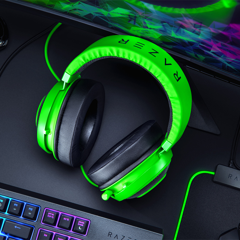 HOT Razer Kraken Pro V2 Tai nghe chơi game qua tai có dây Tai nghe eSports 7.1 Âm thanh vòm với điều khiển âm lượng micrô Tai nghe Razer. Bảo hành 1 năm