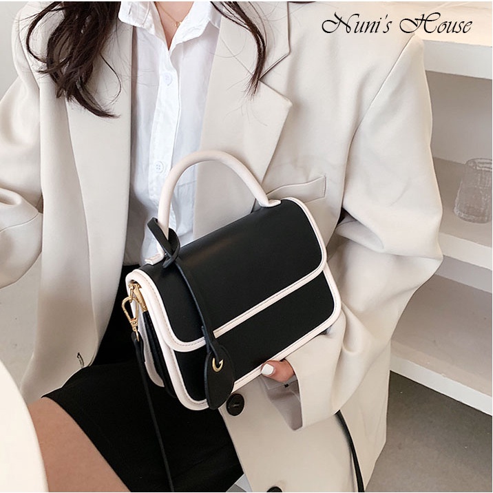 TÚI ĐEO CHÉO, CẦM TAY PHỐI VIỀN, DA MỀM, KIỂU DÁNG TRENDY, MÀU SẮC THỜI THƯỢNG THÍCH HỢP DẠO PHỐ, ĐI LÀM