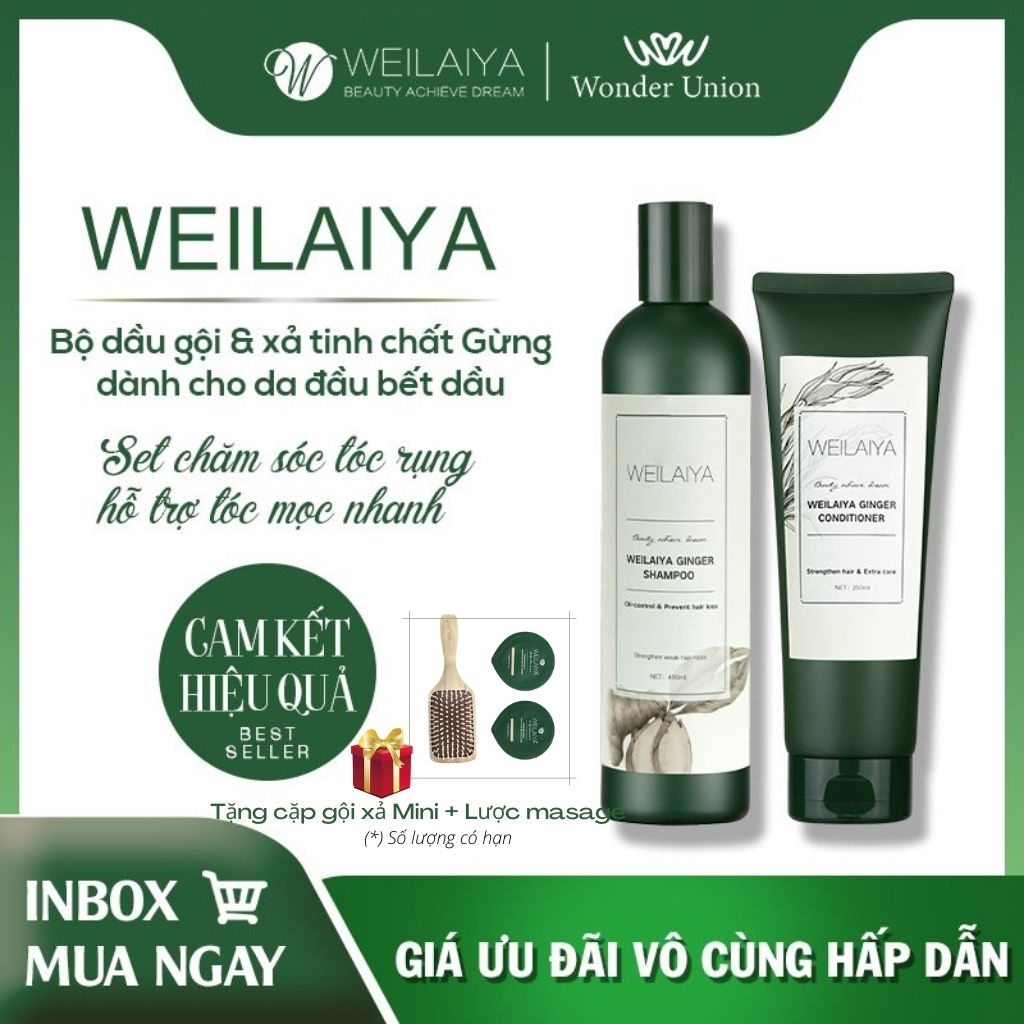 Bộ gội xả gừng tinh chất Weilaiya ⚡ SỐ 1 MỌC TÓC⚡ Giảm gãy rụng mọc tóc nhanh HIỆU QUẢ