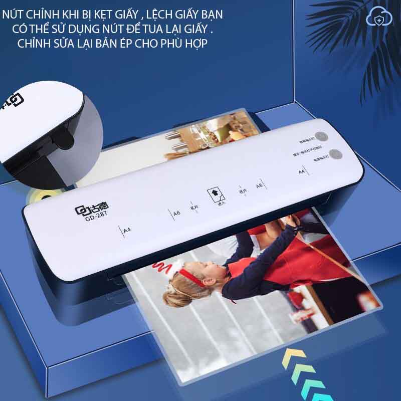Máy ép plastic khổ A4- tặng 50 màng ép- có nút chỉnh khi bị kẹt giấy , máy gia đình , kinh doanh.