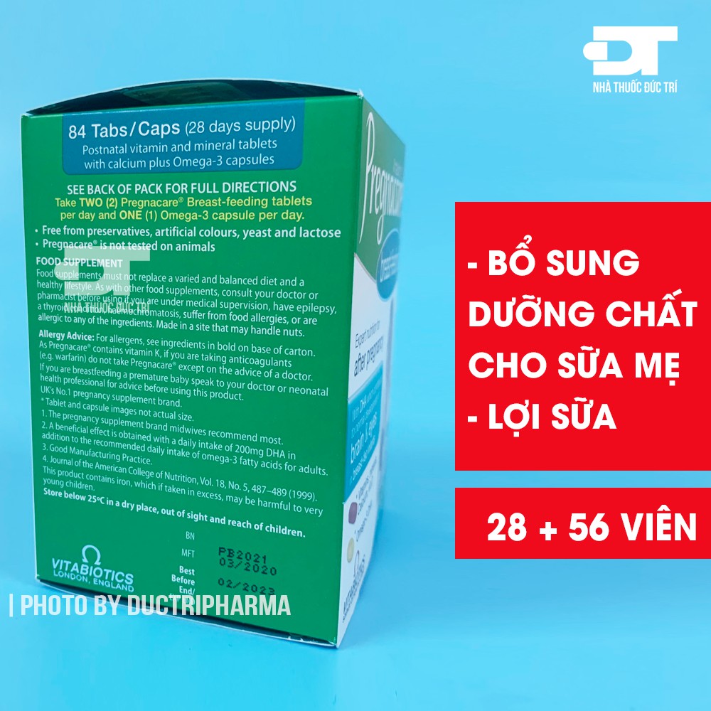 Vitabiotics Pregnacare Breastfeeding [UK] Bổ Sung Dưỡng Chất Cho Sữa Mẹ - bổ sung vitamin và lợi sữa