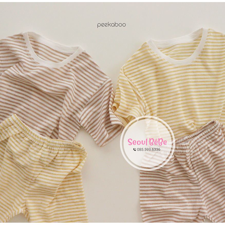 Bộ vải cotton giấy Peekaron bst Peekaboo toddler size dành cho bé yêu hàng nội địa Hàn