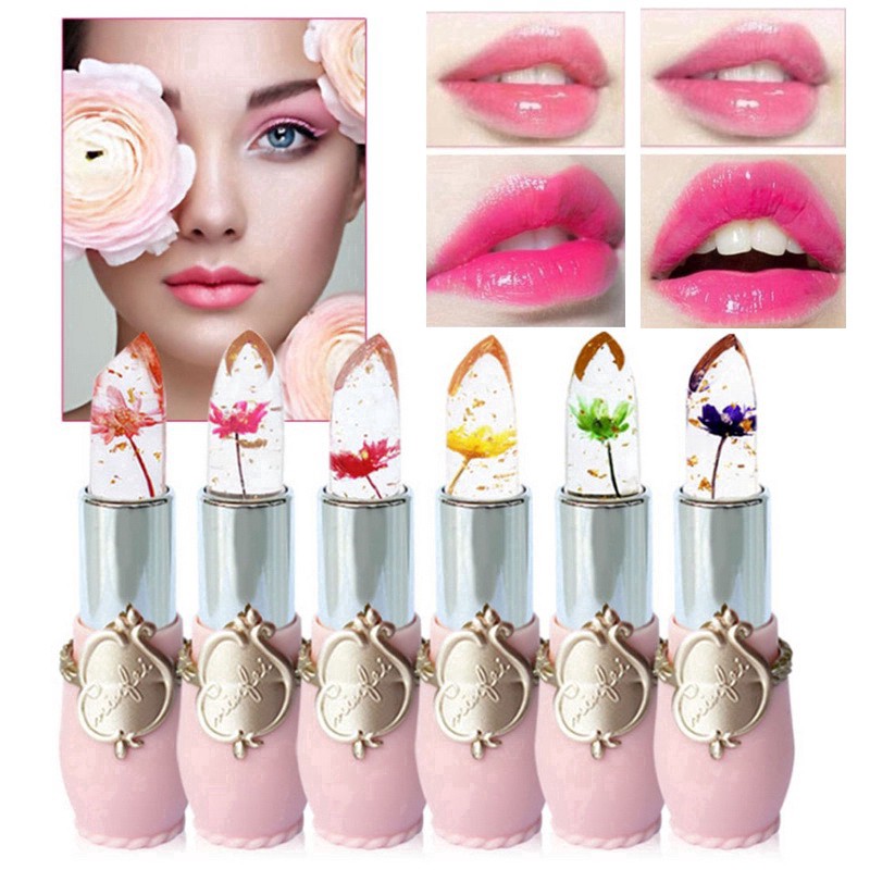 💗Son thạch trong suốt đổi màu có chứa hoa khô trang điểm môi lâu trôi