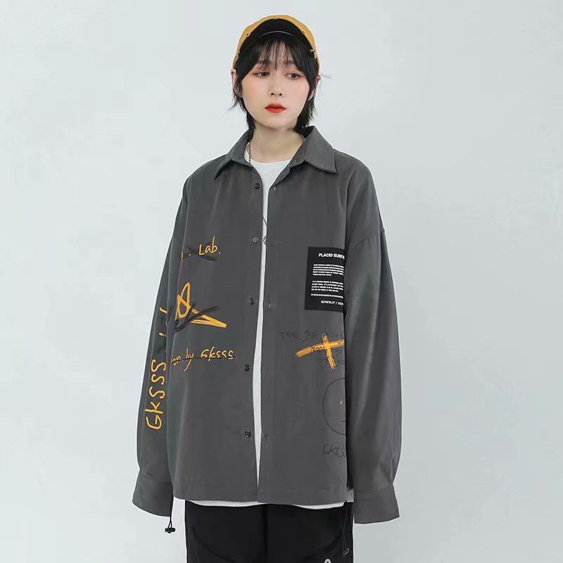 Áo sơ mi tay dài họa tiết Graffiti cá tính dành cho nam | BigBuy360 - bigbuy360.vn