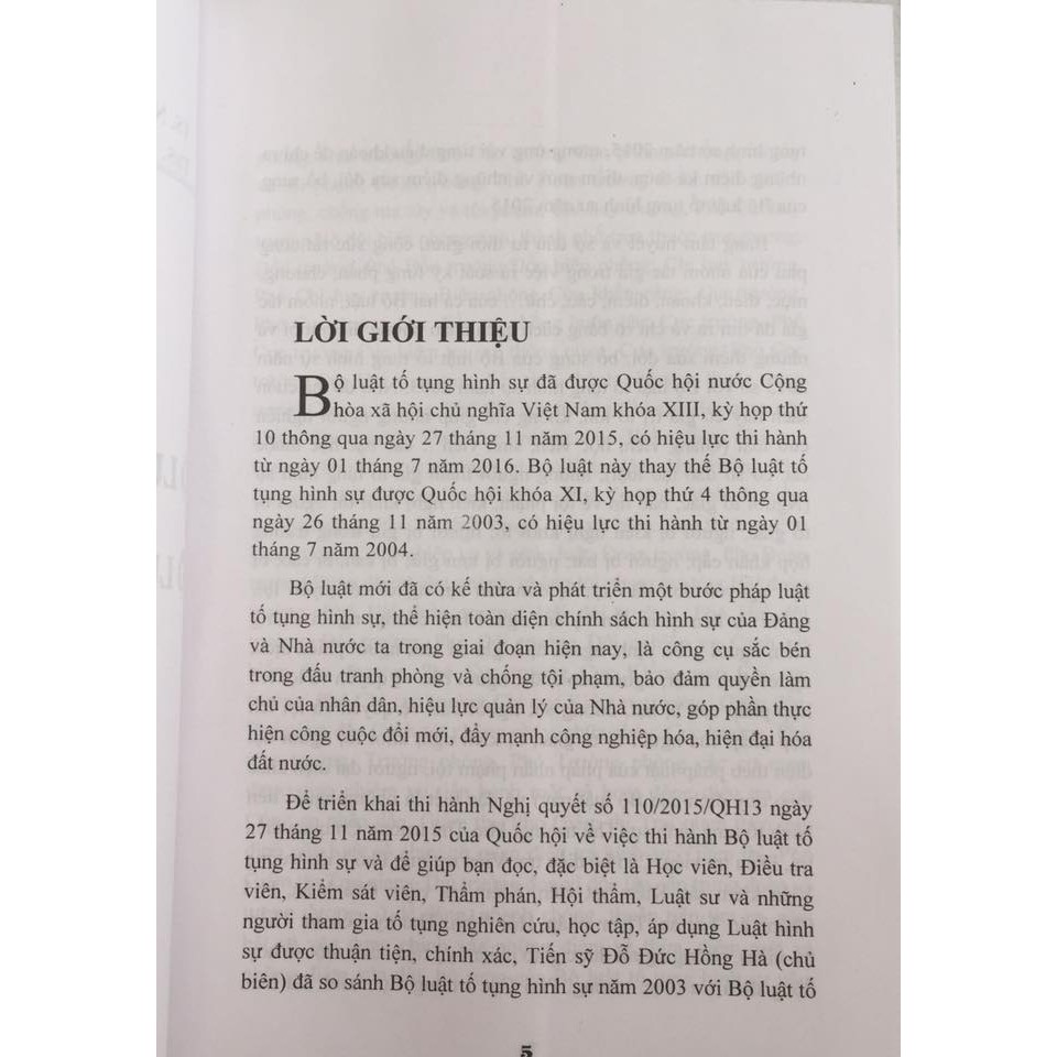 Sách - So sánh đối chiếu Bộ luật tố tụng hình sự năm 2003 và Bộ luật tố tụng hình sự 2015