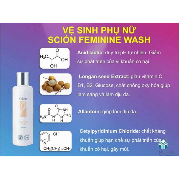 Dung dịch vệ sinh phụ nữ, dung dịch vệ sinh vùng kín Scion 200ml - Mẫu mới