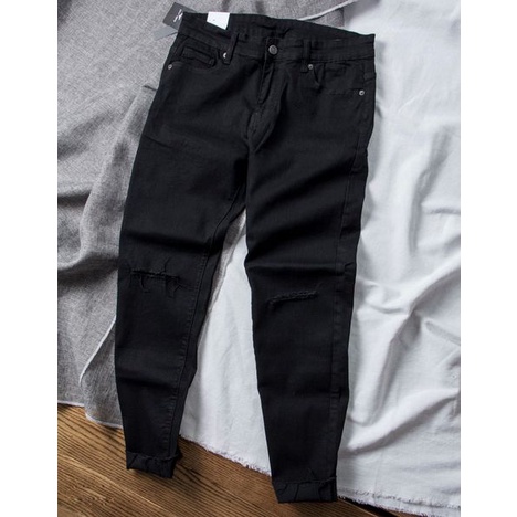 Quần Jean Skinny Nam Chất Bò,Màu Đen Co Giãn Phong Cách Hàn Quốc Năng Động - 8556