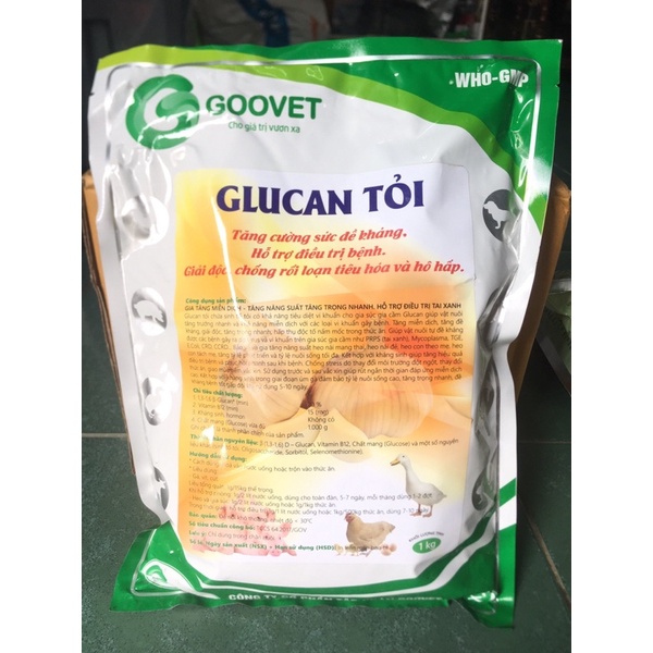 1kg Glucan Tỏi - dùng tốt cho gà, vịt, ngan, chim cút, heo, trâu, bò