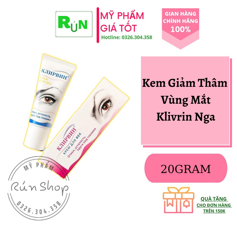 Kem Klirvin Nga 20g [CHÍNH HÃNG 100%] Giảm Quầng Thâm Mắt_Đánh Tan Bọng Mắt